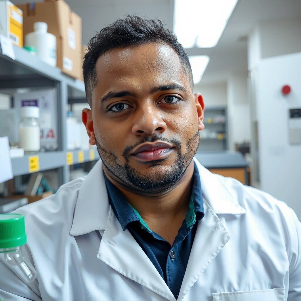 Portretul unui cercetător cu o expresie serioasă și intelectuală