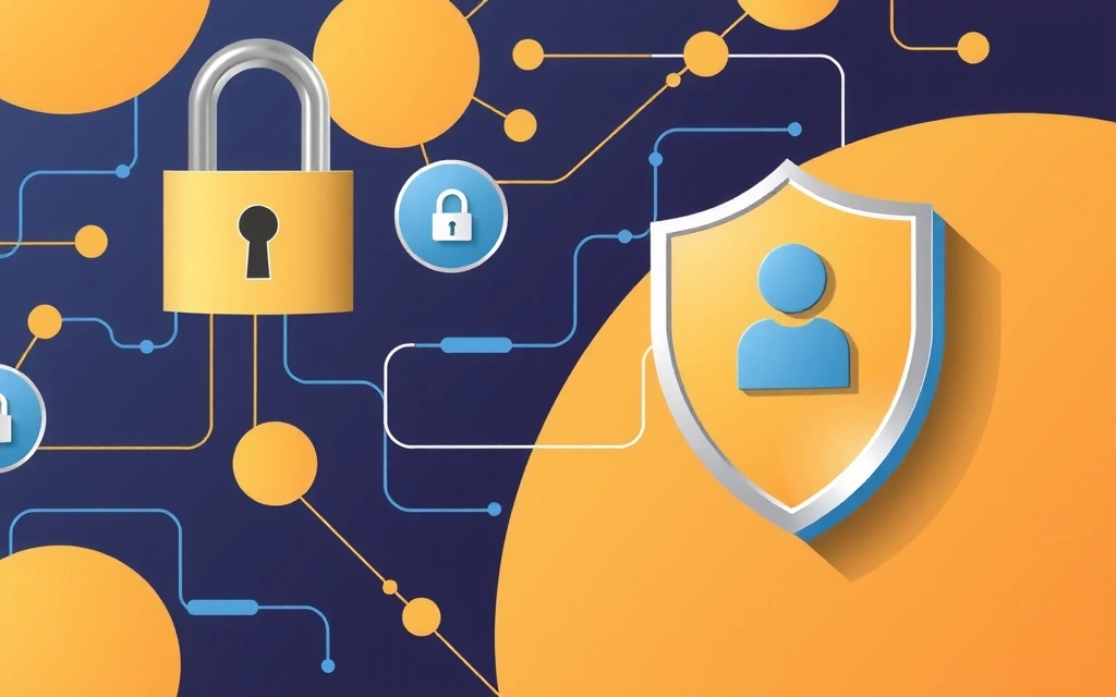 Ilustrație cu securitatea datelor și confidențialitatea online