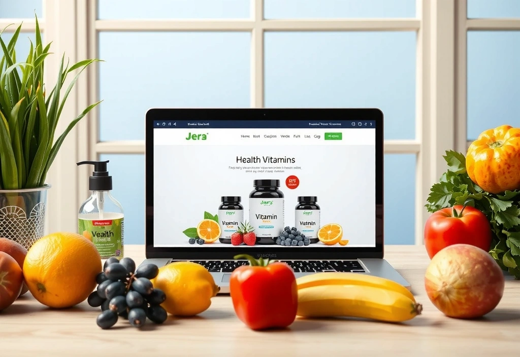 Laptop deschis cu site-ul Vitamine Naturale & Sănătate afișat